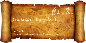 Csaknyai Kornél névjegykártya